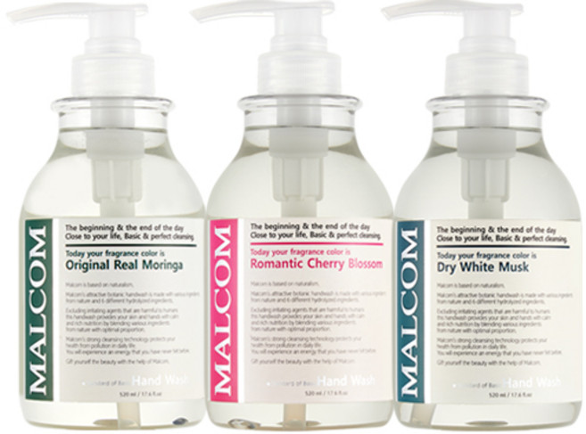 말콤 오리지널 리얼 모링가 핸드워시 520ml + 로맨틱 체리블라썸 520ml + 드라이 화이트머스크 520ml, 1세트