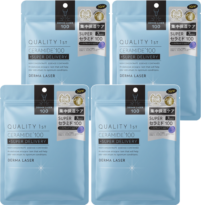 DERMA LASER Quality First 皇后面膜 神經醯胺保濕面膜 藍, 7片, 4包