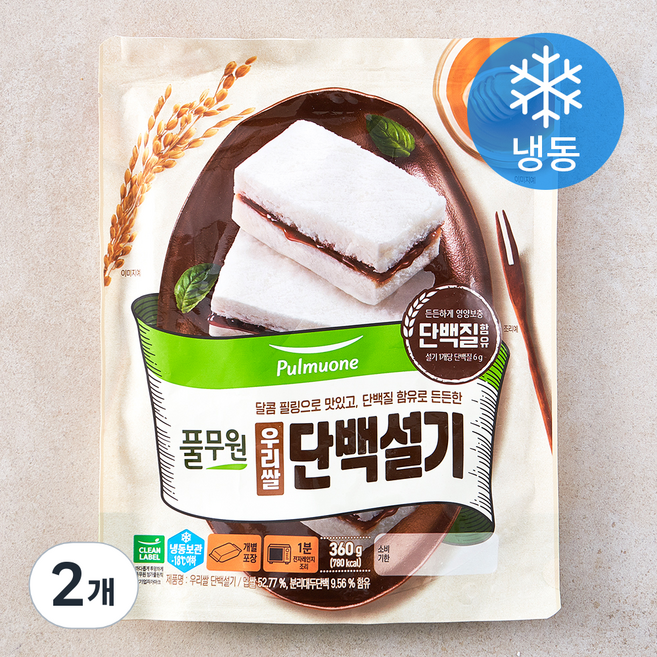 풀무원 우리쌀 단백설기 (냉동), 60g, 6개입, 2개