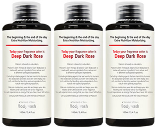 말콤 바디워시 딥 다크로즈, 100ml, 3개
