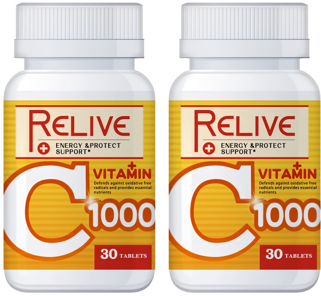 RELIVE 維生素C1000口嚼錠, 1.5g, 30顆, 2罐