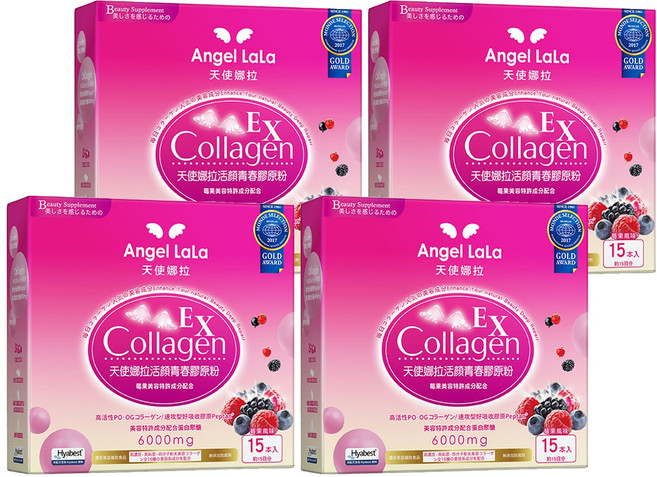 Angel LaLa 天使娜拉 活顏青春膠原粉 莓果風味 120g, 8g, 15包, 4盒