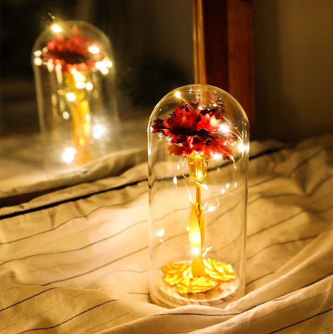 어버이날 카네이션 부모님 선물 플라워 유리돔, 골드글라스 레드, 1개