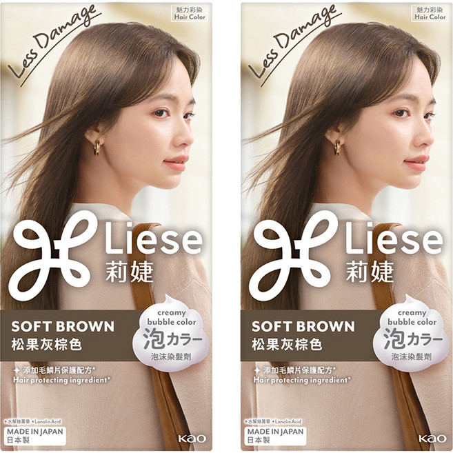 Liese 莉婕 泡沫染髮劑, 松果灰棕色, 2個