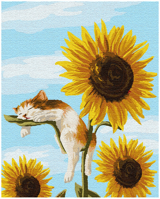 플레이어바웃 DIY 명화 그리기 세트 40 x 50 cm, 고양이와해바라기, 1개