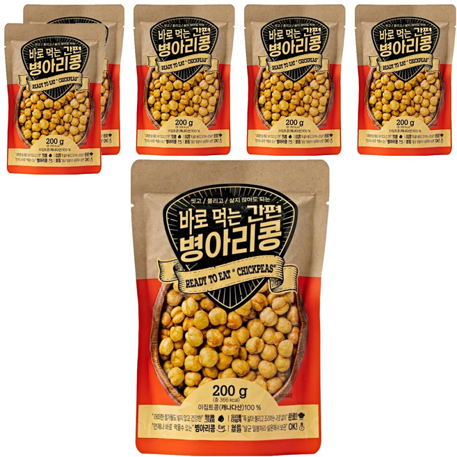 밤뜨래 바로먹는 간편 병아리콩, 6개, 200g