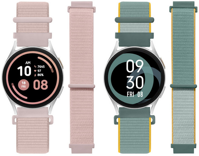 리아몬트 갤럭시워치 나일론 스포츠루프 밴드 스트랩 2개 세트, 1세트, 로즈핑크, 선샤인