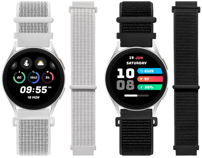 LIAMONT Galaxy Watch 尼龍運動錶環錶帶 2入組, 1套, 頂峰白, 深黑色