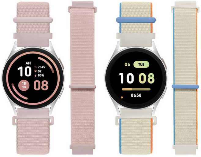 LIAMONT Galaxy Watch 尼龍運動錶環錶帶 2入組, 1套, 奶油白, 玫瑰粉