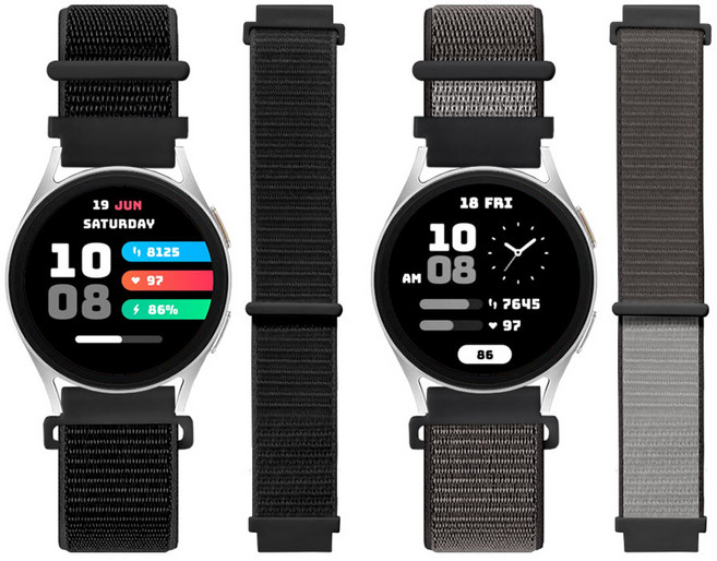 LIAMONT Galaxy Watch 尼龍運動錶環錶帶 2入組, 1套, 深黑色, 阿拉斯加灰