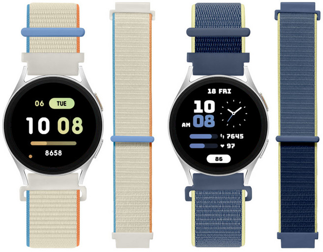 리아몬트 갤럭시워치 나일론 스포츠루프 밴드 스트랩 2개 세트, 1세트, 크림, 알레스칸블루