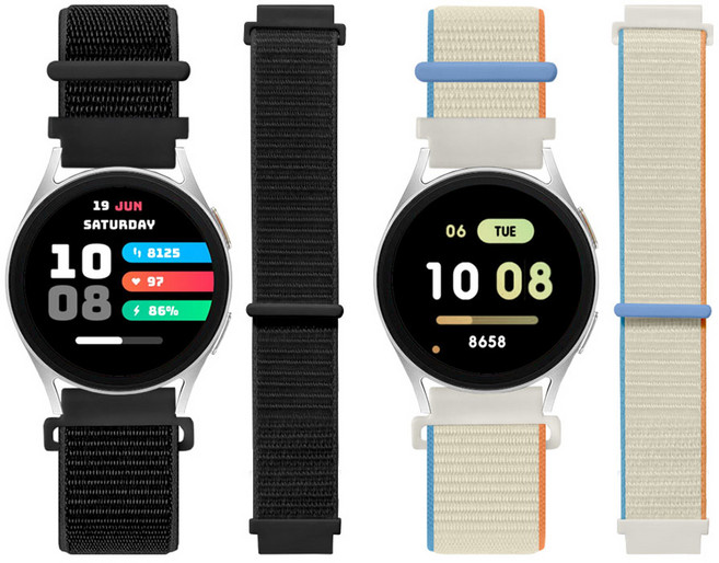 LIAMONT Galaxy Watch 尼龍運動錶環錶帶 2入組, 1套, 深黑色, 奶油白