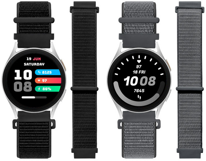 LIAMONT Galaxy Watch 尼龍運動型錶環錶帶 2入組, 1套, 風暴灰, 深黑色