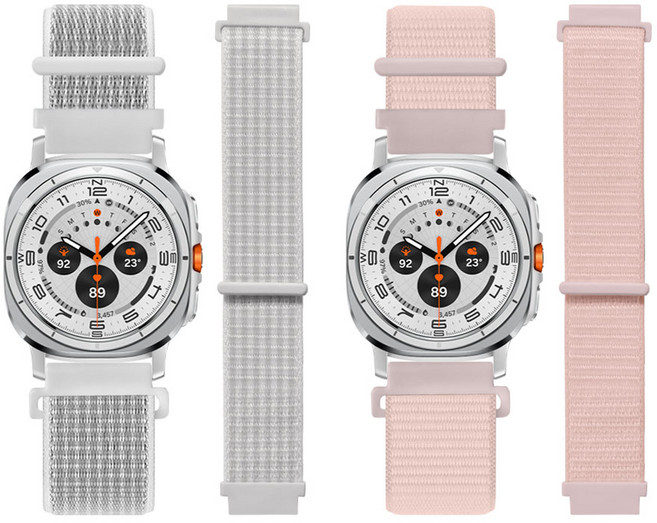 리아몬트 갤럭시워치 나일론 스포츠루프 밴드 스트랩 2개 세트, 1세트, 펄핑크, 써밋화이트