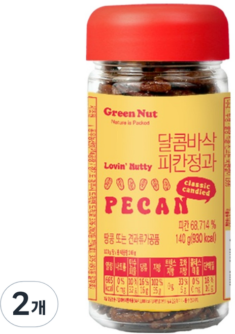 그린너트 달콤바삭 피칸정과, 140g, 2개