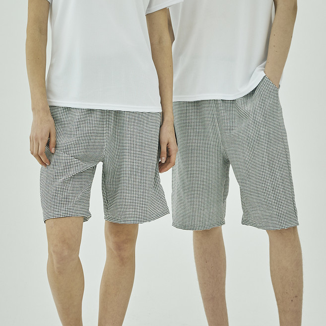 테라우드 깅엄 체크 냉감 5부 파자마 바지