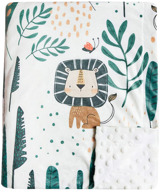 Kori Deer 可莉鹿 彌月禮盒組-嬰兒童安撫魔豆毯, 叢林獅 白色