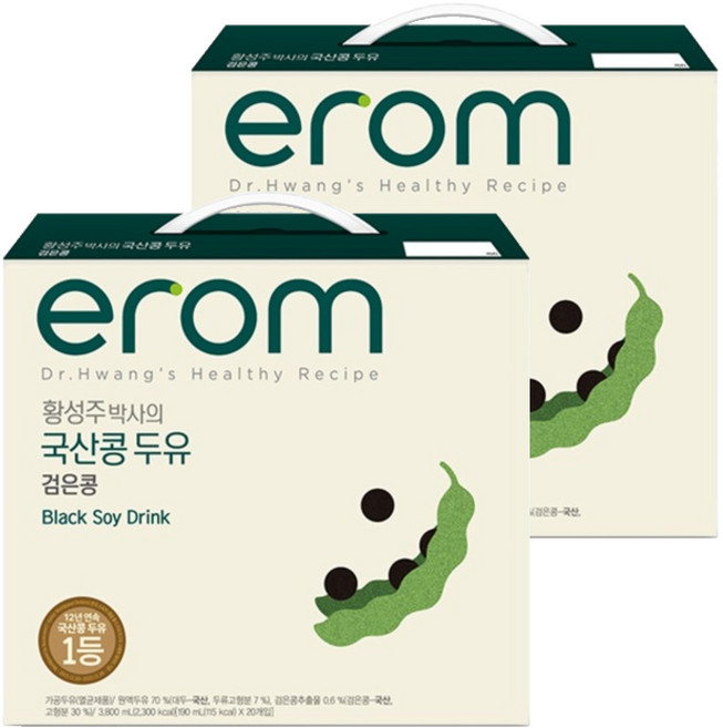 이롬 황성주 박사의 국산콩 두유 검은콩, 190ml, 40개
