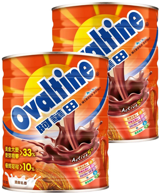 Ovaltine 阿華田 營養巧克力麥芽飲品, 800g, 1入, 2罐