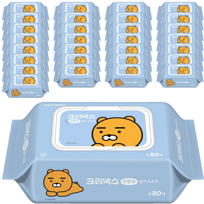 크리넥스 수앤수 카카오 라이언 물티슈 캡형, 54개