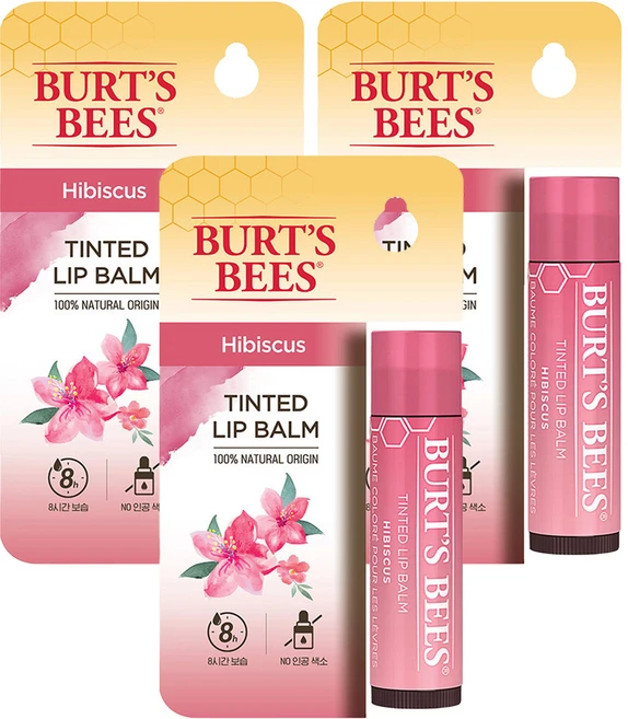 버츠비 틴티드 립밤, 히비스커스, 4.25g, 3개 - 쿠팡