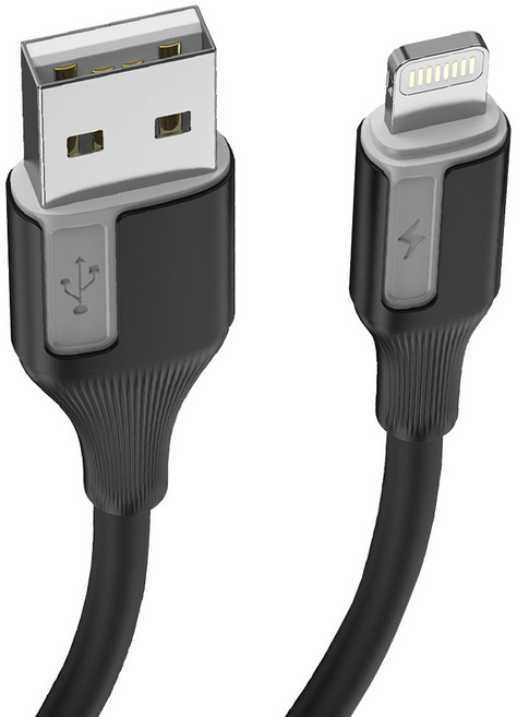 VOORCA 極光矽膠充電線 USB to Lightning, 黑色, 1個, 60cm