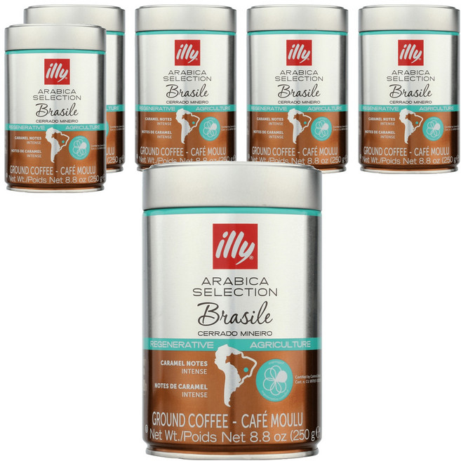 illy 意利 精選阿拉比卡咖啡豆 巴西喜拉朵 全豆, 咖啡豆(無研磨), 250g, 6罐