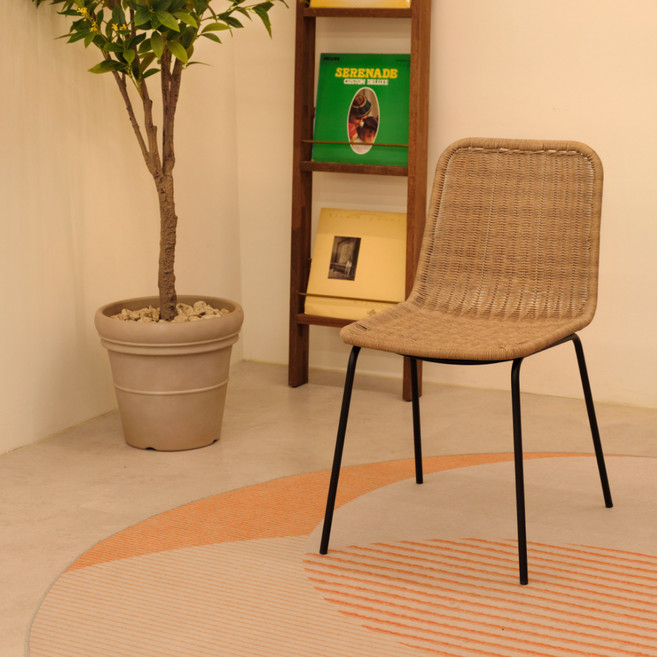 하우스레시피 에이블 PP라탄 스퀘어 체어, 블랙, 1개