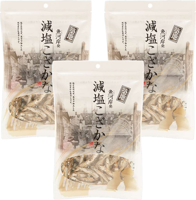藤澤 築地小魚 採用東京築地市場漁獲 較一般小魚乾鹽份減量50%, 減鹽, 80g, 3包
