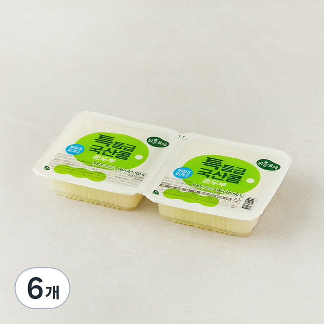 맑은물에 특등급 국산콩 촌두부, 300g, 6개