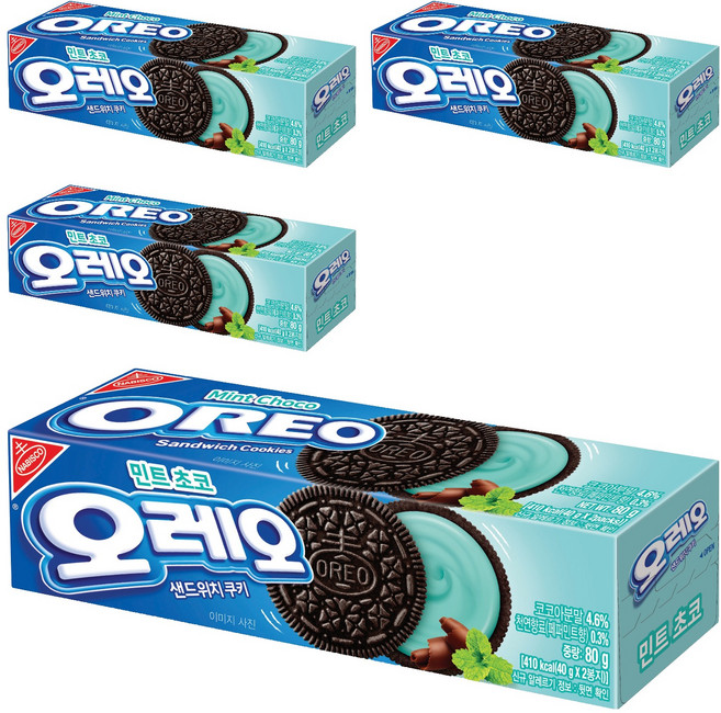 오레오 민트초코 쿠키, 80g, 4개