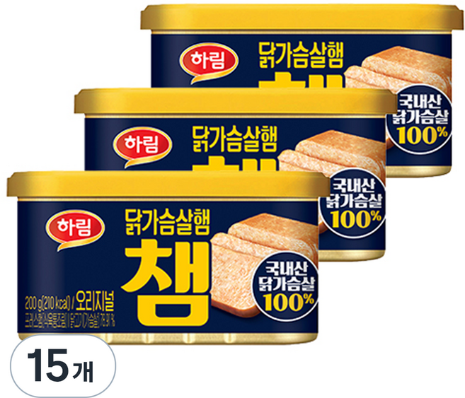 하림 닭가슴살 햄 챔 오리지널, 200g, 15개