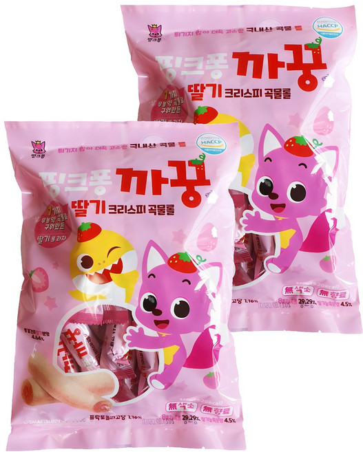 핑크퐁 아기상어 까꿍 유산균 크리스피롤 24입, 딸기, 120g, 2개