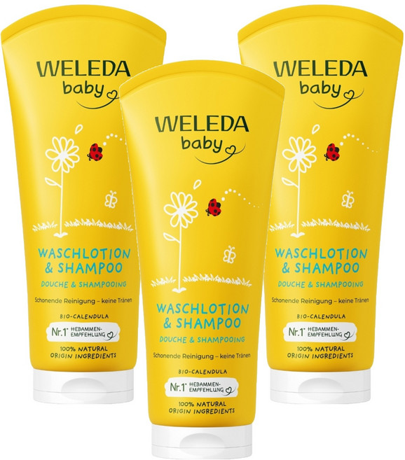 WELEDA 薇蕾德 金盞花寶貝洗髮沐浴乳, 200ml, 3條