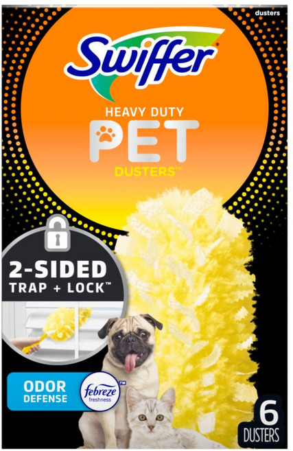 스위퍼 펫 위드 페브리즈 오더 디펜스 더스터360 먼지떨이 리필, 옐로우, 6개