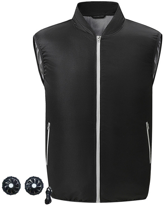 River Fox 摩托車外送員夏季涼感風扇背心, 黑色