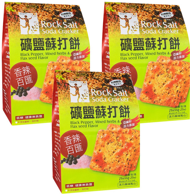 正哲生技 礦鹽蘇打餅 香辣百匯, 380g, 3包