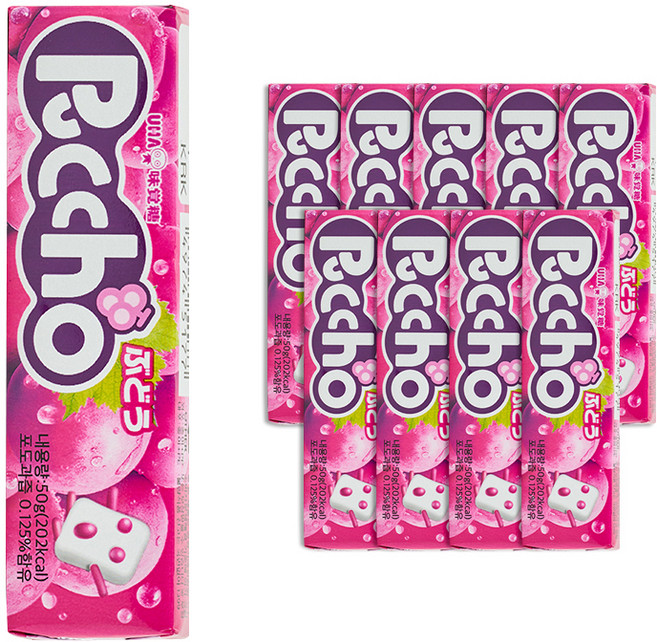 푸쵸 스틱 캔디 그레이프, 50g, 10개