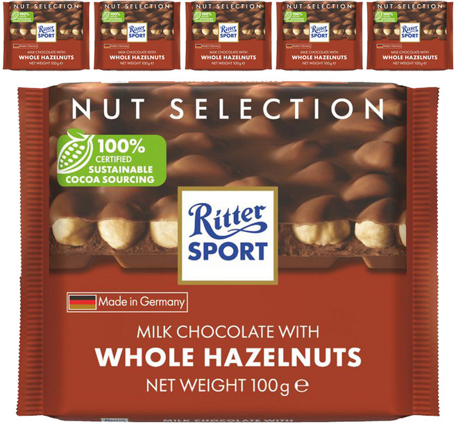 Ritter Sport 榛果巧克力, 100g, 6包