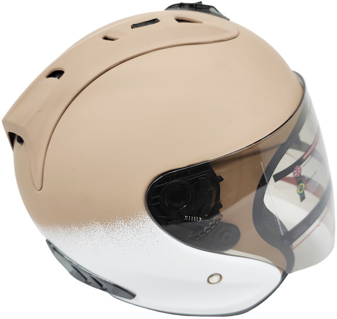 FIGHTER HELMET 露臉式安全帽 含一層護目鏡 R3A6, 奶茶白色