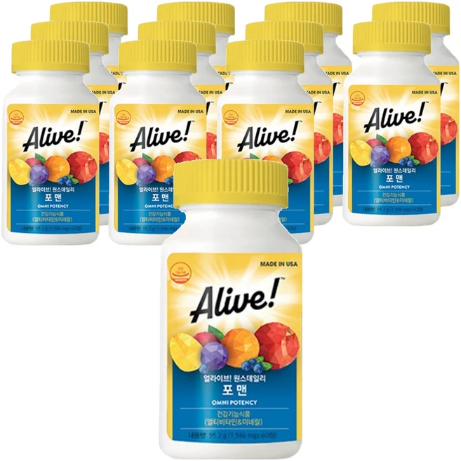 얼라이브 원스데일리 포 맨 멀티비타민, 60정, 12개 - 쿠팡
