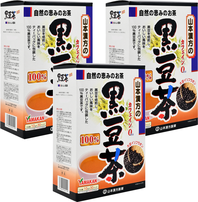 YAMAKAN 山本漢方 黑豆茶 100% 無咖啡因, 10g, 30包, 3盒