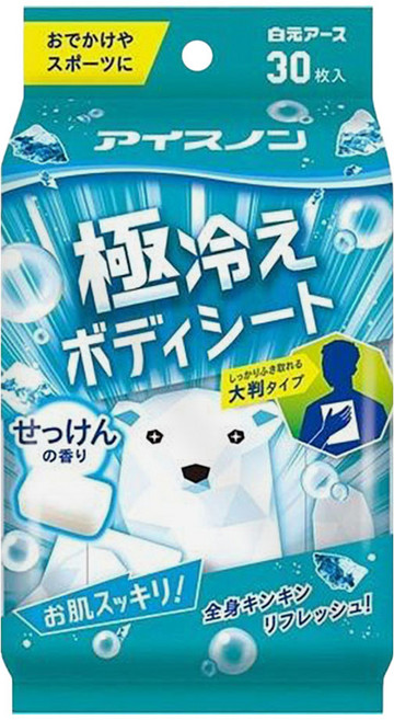 Hakugen Earth 白元 極凍涼感濕紙巾30入 皂香, 1入, 1包, 198.51g