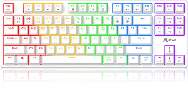 에이투 유선 텐키리스 기계식 게이밍 키보드, 화이트, AG0301, 적축