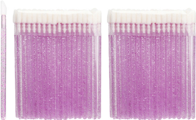 라몽 반짝이 일회용 미니 브러쉬 100p, 2개, 퍼플
