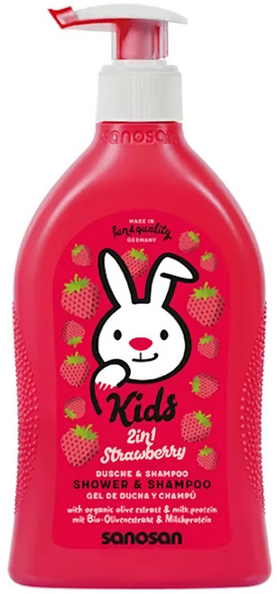 sanosan 兒童2合1洗髮沐浴露 草莓香, 400ml, 1瓶