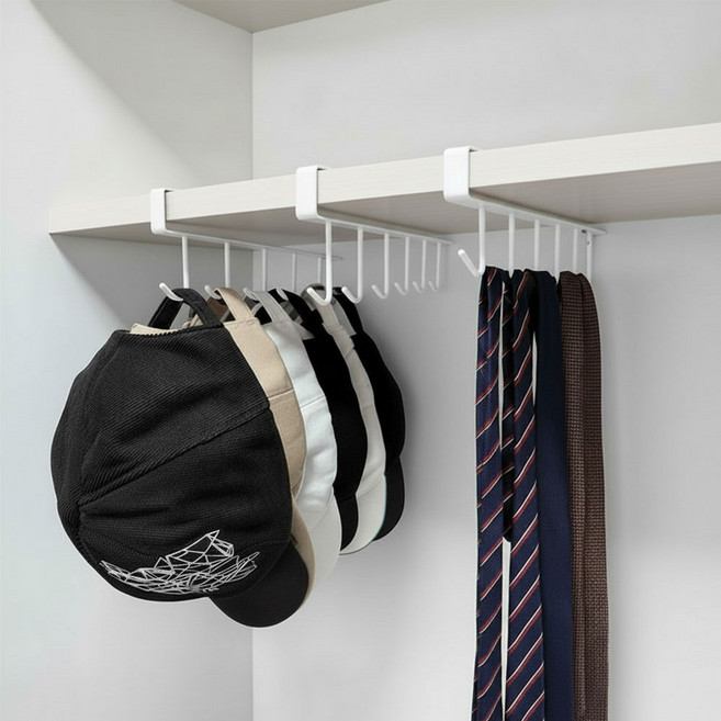 틈새 공간활용 옷장 정리 6구 수납 걸이, 화이트, 3개