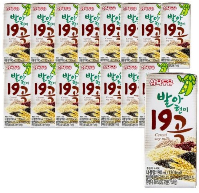 삼육두유 발아현미19곡 두유, 190ml, 16개