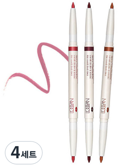 로쎄앙 오토 듀얼 립라이너 펜슬 0.5g 3종 세트, 08호 로맨틱핑크, 11호 블론드, 12호 소프트핑크, 4세트