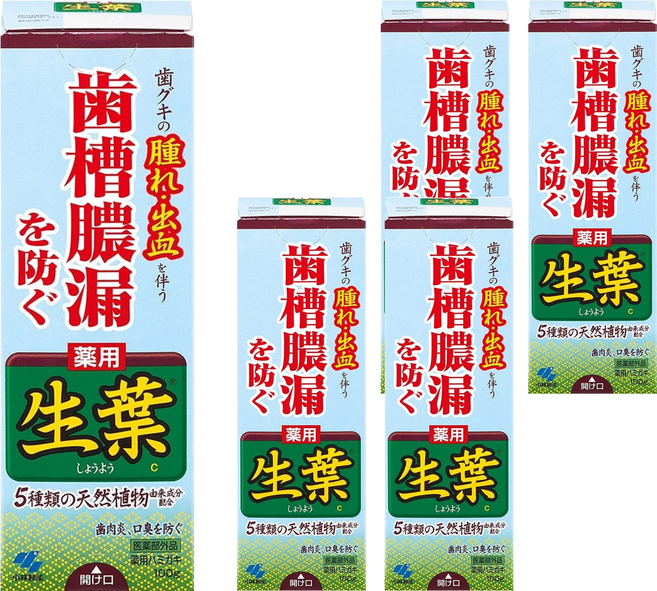 KOBAYASHI 小林製藥 生葉 齒槽膿漏 潔淨牙膏生葉c/d 一般型, 100g, 5條